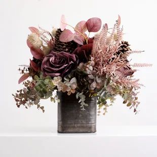 DarbyCreekTrading Magnolia, Crabapple and Eucalyptus Mixed Floral Arrangement in Vase | Wayfair