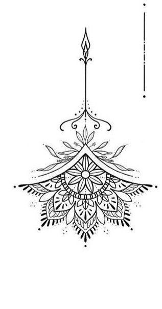 Sternum Tattoo Lotus, Mandala Chest Tattoo, Women Sternum Tattoo, Mandala Sternum Tattoo, Chandelier Tattoo, Sternum Tattoo Design, Mandela Tattoo, Underboob Tattoo Designs, Lotus Flower Tattoo Design