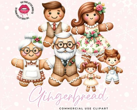 Gingerbread Family, Cookie Clipart, Family Clipart, Create Christmas Cards, Winter Wonderland Baby Shower, How To Make Scrapbook, Gingerbread Ornaments, Winter Clipart, Holiday Clipart