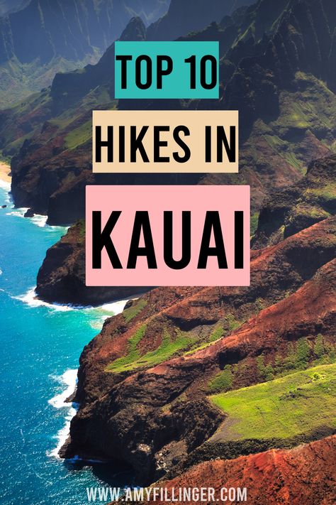 Here are the top 10 best hikes in Kauai. If you're planning a Kauai vacation, you may know that Kauai is one of the best islands in Hawaii for hiking. Hiking is one of the best things to do in Kauai, so here are the best Kauai hikes. The best trails in Kauai consist of waterfall hikes, Na Pali Coast hikes, historical hikes and so many more. Don't miss the best sunrise hikes in Kauai too! #kauai #kauaivacation #kauaihikes Kauai Hawaii Adventure, Kauai Hiking Trails, Hiking In Kauai, Best Hikes In Kauai, Wailua Falls Kauai, Things To Do In Kauai Hawaii, Kauai Hawaii Things To Do In, Camping Kauai, Kauai Hawaii Aesthetic