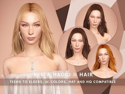 Bella Hadid II NOW FREE | Patreon Sixties Hair, Bella Hadid Hair, Tone Makeup, Skin Tone Makeup, Modern Bob, Hair Setting, Bun Hairstyles For Long Hair, Sims 4 Cc Finds, Sims 4 Cc