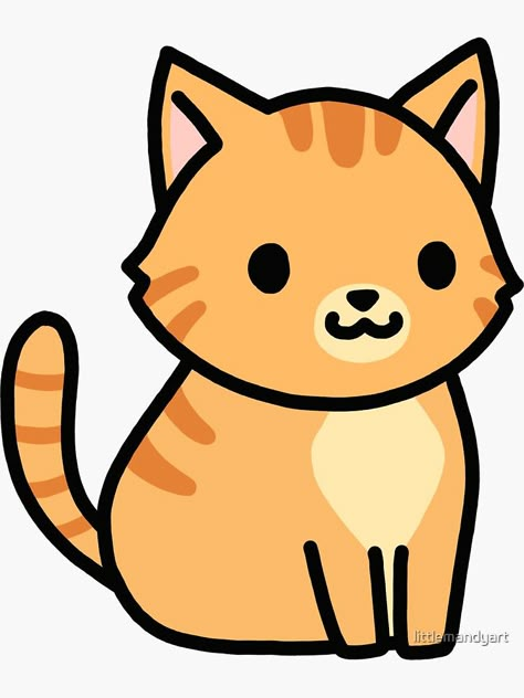 "Orange Tabby Cat" Sticker by littlemandyart | Redbubble Cartoon Cat Drawing, Orange And White Cat, Cat Template, Cute Cat Drawing, Cat Doodle, Animal Doodles, Orange Tabby Cats, Cat Icon, Orange Tabby