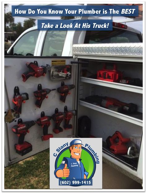 How do you know your #plumber is the very best? Check out his truck. OCD much? Call Today. (602) 999-1415 Flatbed Work Truck Ideas, Utility Truck Organization Ideas, Utility Truck Organization, Tool Truck Organization, Plumbing Truck Organization, Work Truck Organization Ideas, Service Truck Ideas, Truck Toolbox Ideas, Service Truck Organization