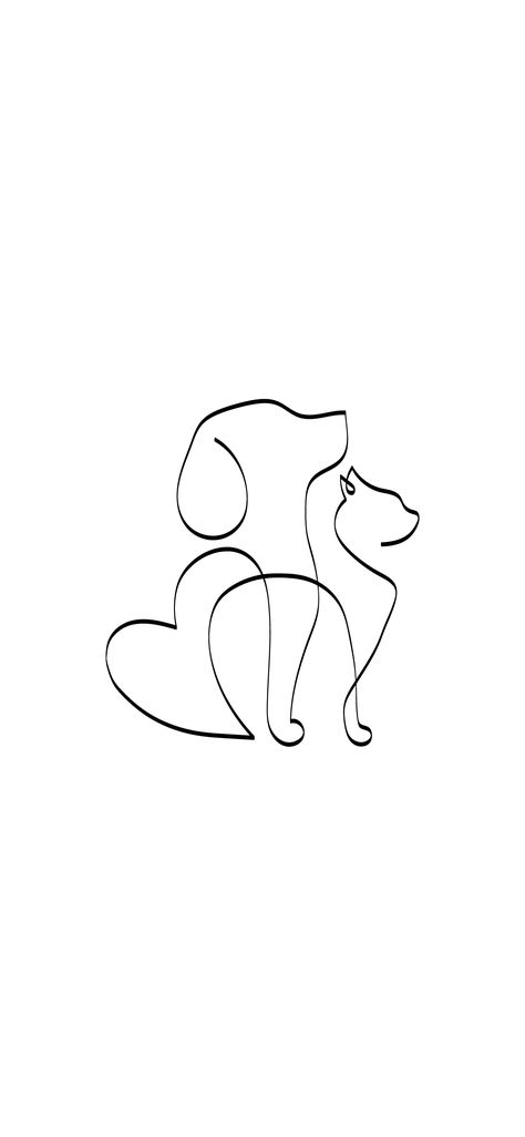 #art #line #illustration #pet #dog #cat #cute #minimalist #nabiillustration #phonewallpaper Dog And Cat Line Art Tattoo, Cat And Dog Line Tattoo, Dog And Cat Line Art, Snail Line Art, Cat And Dog Doodle, Dog And Cat Logo Design, Line Art Dog Tattoo, Pet Line Art, Dog Paw Art