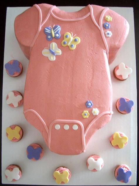 Onsie Cake Ideas, Onesie Cake Ideas, Pastel Para Baby Shower, Baby Shower Cake Its A Girl, Its A Girl Cake, Onesie Cake, Simple Baby Shower Cake, Onesie Cookies Buttercream, Belly Cakes For Baby Shower Girl