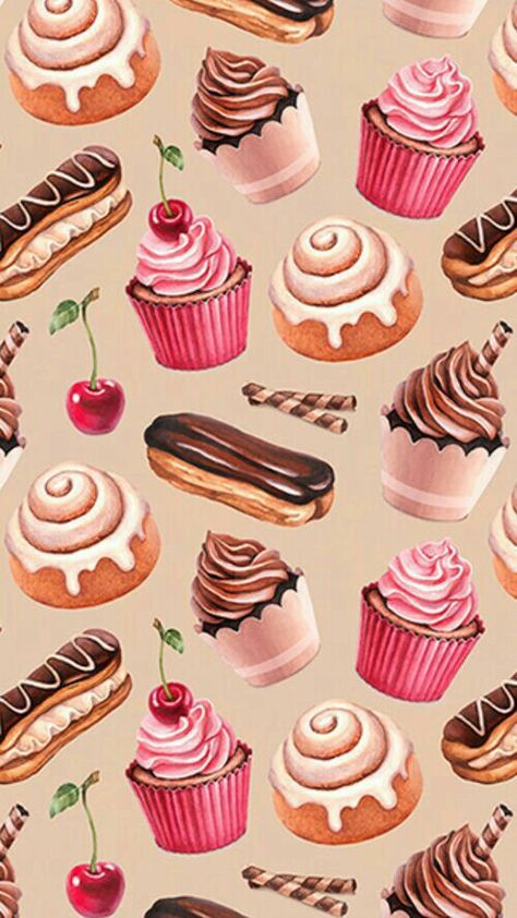 CUPCAKES🍰🍩 Baking Wallpaper, Baking Drawing, Cupcakes Wallpaper, Birthday Cake Illustration, Cake Wallpaper, Cupcake Illustration, Cake Illustration, Iphone Art, Wallpaper Iphonewallpaper