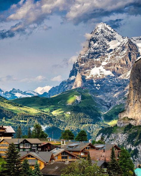 Christophe Cosset🇨🇭Switzerland on Instagram: “📍Eiger mountain as seen from Mürren, Switzerland 🇨🇭 Would you live here ? Happy Friday guys ! @schilthorn_pizgloria #schilthorn . 📸 Photo…” Murren Switzerland, Switzerland Mountains, Switzerland Photography, Visit Switzerland, G 20, York County, G 5, Mountain Village, Places In Europe