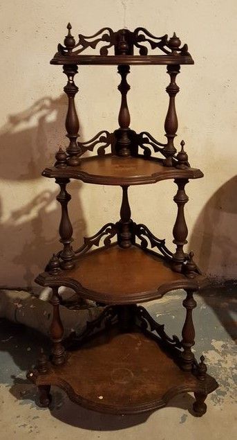 Dark Wood Room Decor, Antique Wood Furniture, Pine Kitchen Table, Corner Curio, Decorative Corner, Dark Wood Table, Wood Carving Furniture, Corner Furniture, Dark Wood Furniture