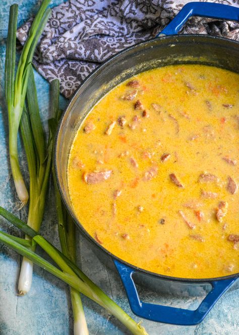 Brat & Beer Cheese Soup - 4 Sons 'R' Us Brat Soup, Beer Soup, Brats Recipes, Beer Cheese Soup, Sausage Soup Recipes, Hearty Soup Recipes, Beer Cheese Soups, Breakfast Soup, Oktoberfest Food