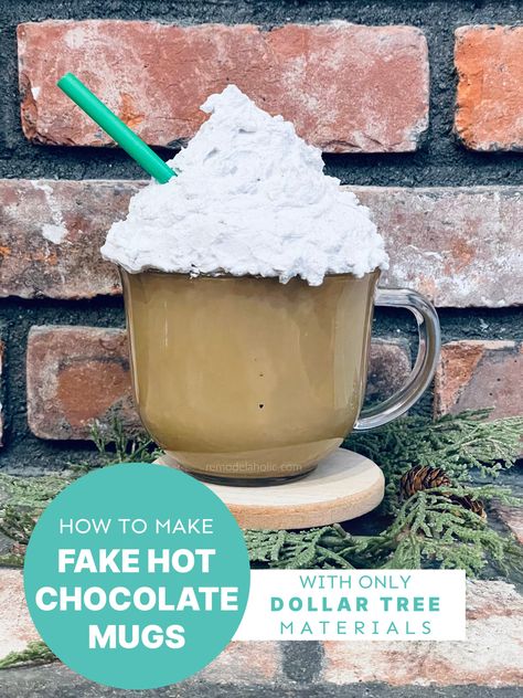 Unleash your creativity this Christmas with fake hot chocolate mugs! Perfect for gifting or adding a festive touch to your home. Get started on this budget-friendly DIY project now! 🎅🔔 #DIYChristmas #CraftingDelight Diy Large Hot Cocoa Cup, Hot Chocolate Cup Craft, How To Make Fake Hot Cocoa Mugs, Hot Cocoa Decor Diy, Diy Faux Hot Cocoa Mugs, Diy Fake Hot Cocoa Mugs, Large Hot Cocoa Mug Diy, Fake Hot Cocoa Mug Diy, Fake Cocoa Mug