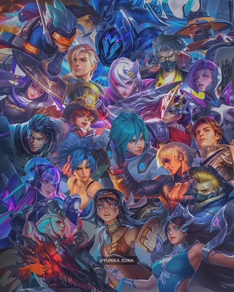 Mlbb Group Photo, Mlbb Tournament Poster Design, Mobile Legends All Heroes In One Pic, Mobile Legend Photo, Mobile Legends Poster, Mobile Legend Tournament Poster, Mlbb Photo, Miya Mlbb, Mobile Legends Wallpaper