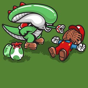 Giger Alien, Alien Artwork, Arte Alien, Super Mario Art, Alien Vs Predator, Nintendo Art, Mario Art, Alien Vs, Sweet Shirt