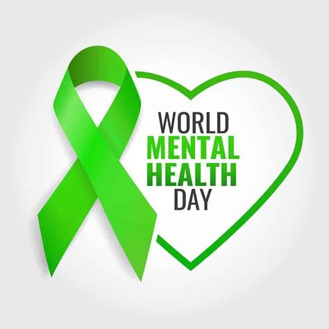 World Mental Health Day green ribbon World Mental Day Poster, Human Behavior Psychology, Mental Health Awareness Day, Mental Health Plan, Health Posters, Mental Health Month, World Mental Health Day, Mental Health Posters, Mental Health Facts