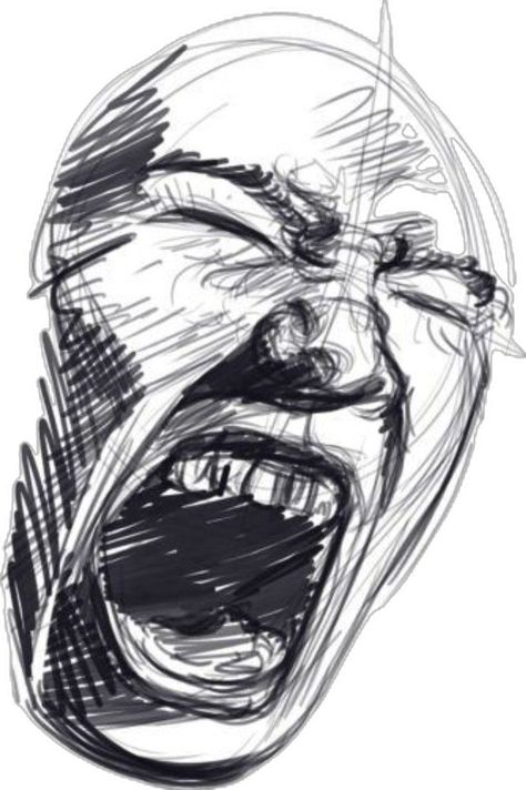 Extreme Emotions Reference, Emotion Sketches, Screaming Sketch, Screaming Face Drawing, Drawing Screaming, Face Screaming, Emotions Drawing, Emotion Drawing, Scream Drawing