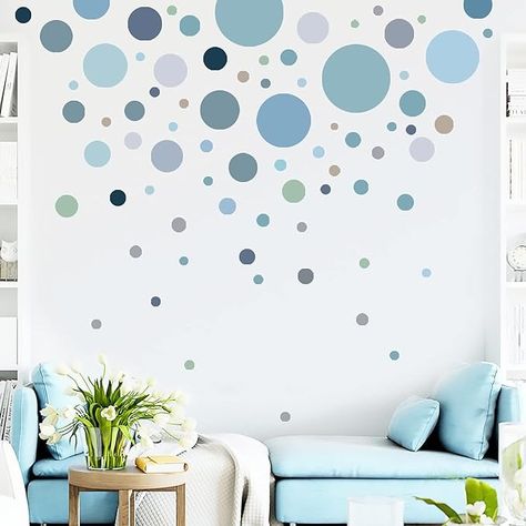 Amazon.com: Polka Dot Wall Decals Colorful Circle Wall Stickers DIY Removable Peel and Stick Boho Cute Round Window Wall Decals for Kids Bedroom Nursery Classroom Home Decor (Blue-Grey) : Baby Nursery Classroom, Colorful Circle, Polka Dot Wall Decals, Polka Dot Walls, Round Window, Design Basics, Wall Stickers Bedroom, Wall Stickers Living Room, Kids Wall Decals