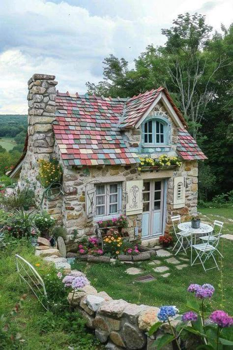 Cute Cottages, Fairytale House, Cottage Garden Design, Casas The Sims 4, Dream Cottage, Cute House, Dream House Exterior, Stone House, Exterior House Colors