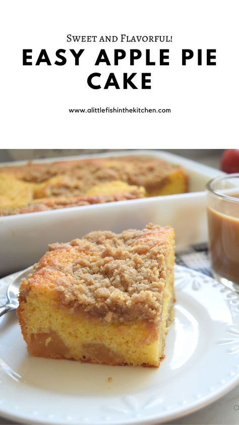 Easy Apple Pie Cake (Recipe + Video) – A Little Fish in the Kitchen Easy Apple Pie Cake Recipe, Super Creamy Apple Pie Cake, Dutch Apple Cake Recipe, Apple Pie Cake Recipe Easy, Apple Filling Cake, Applecake Cake, Apple Pie Cake Recipe, Pie Cake Recipe, Desserts Board