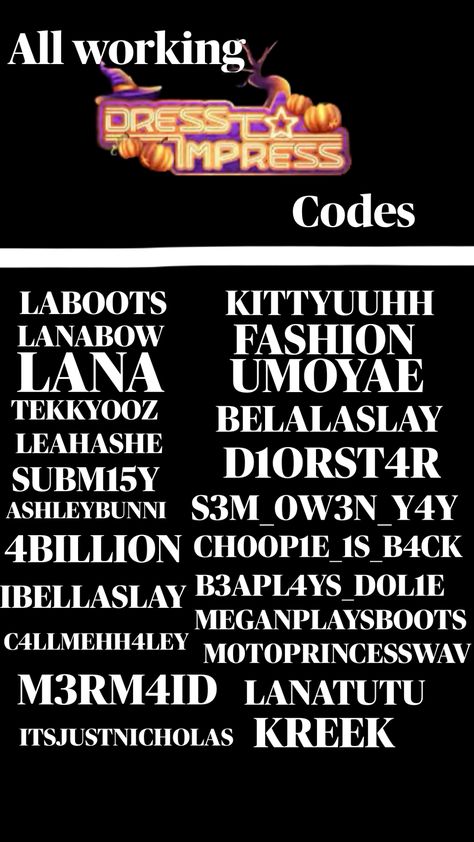 All working dress to impress codes! #dti #dticodes #dresstoimpress All Working Dti Codes, Dress To Impress Dti Codes 2024, Working Dress, Working Dresses, All Codes, Game Codes, Still Working, Dress Codes, Dress To Impress