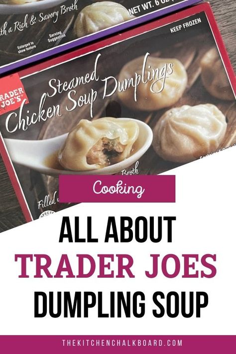 Everything you want and need to know about Trader Joes Dumplings from The Kitchen Chalkboard. How to cook Trader Joes Dumplings in an air fryer, nutritional value, and make them into dinner. Trader Joes Wontons, Dumpling Soup Trader Joes, Trader Joe Dumpling Soup, Trader Joes Wonton Recipes, Trader Joes Dumpling, Soup Dumplings Trader Joes, Trader Joes Dumpling Soup Recipe, Trader Joes Soup Dumplings Recipes, Trader Joe’s Chicken Soup Dumplings