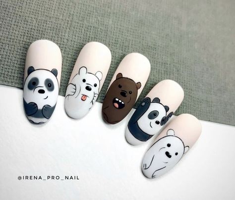 Cartoon Nail Designs, Animal Nail Designs, Kutek Disney, Crazy Nail Art, Animal Nail Art, Nails Yellow, Nail Drawing, Anime Nails, Polish Ideas