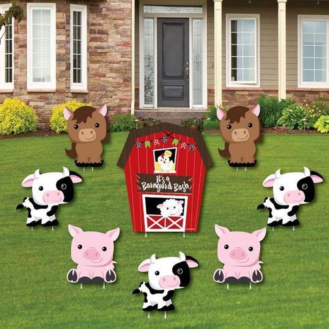 Big Dot Of Happiness Farm Animals - Yard Sign & Outdoor Lawn Decorations - Barnyard Baby Shower Or Birthday Party Yard Signs - Set Of 8 : Target Farm Animal Party, Farm Animals Birthday Party, Farm Themed Birthday Party, Lawn Decorations, Birthday Yard Signs, Baby Farm Animals, Barnyard Party, Farm Animal Birthday, Barnyard Birthday