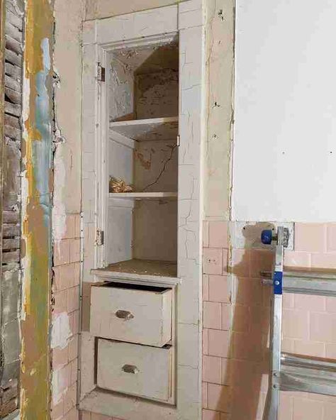 Old Home Restoration Diy, Closet With Bathroom, Old House Bathroom, Historic Bathroom, Historic Home Renovation, Restoring Old Houses, Porch Bathroom, Basement Closet, Bathroom Restoration