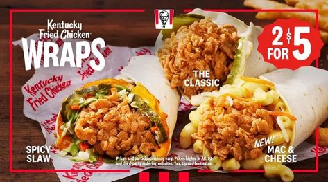 KFC Is Bringing Back This Fan-Favorite Menu Item—and Adding a New Flavor Fried Chicken Wraps, Wrap Dessert, Kfc Mac And Cheese, Crunchy Chicken Tenders, Crispy Chicken Wraps, Fried Chicken Dinner, Fried Chicken Nuggets, Sweet N Spicy, Cheddar Mac And Cheese