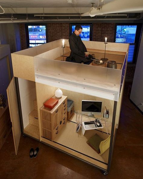 // CUBE: A mobile dwelling unit for live/work loft //  Spaceflavor www.spaceflavor.com Office Cubicle, Cubicle, Desk