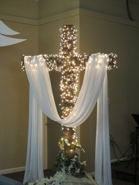 Resurrection Sunday 2017 Church Christmas Decorations, Church Altar Decorations, Church Altar, Church Easter Decorations, Resurrection Sunday, Christmas Church, Church Stage Design, Altar Decor, Church Stage