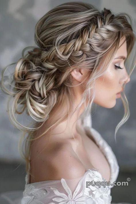 Braided Bridal Updo With Veil, Romantic Updo Hairstyles, Wedding Hair Up, Colourful Hair, Mother Of The Bride Hair, Fairy Tale Wedding Dress, Long Hair Wedding Styles, Front Hair Styles, Wedding Hair Inspiration