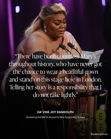 Da'Vine Joy Randolph delivers a touching speech as she accepts the #BAFTA Award for Best Supporting Actress in her role in "The Holdovers" 👏⁠ ⁠ 📷️ Getty Bafta Award, Tell Her, Popsugar, Beautiful Gowns, Vines, No Response, Australia, Actresses, On Instagram