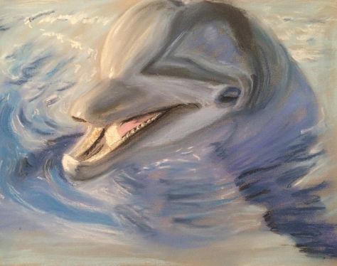 Dolphin. Soft pastels. Unique Drawings, Pastel Art, Watercolor Landscape, Soft Pastel, Oil Pastel, Dolphins, Game Of Thrones Characters, I Am Awesome, Pastel