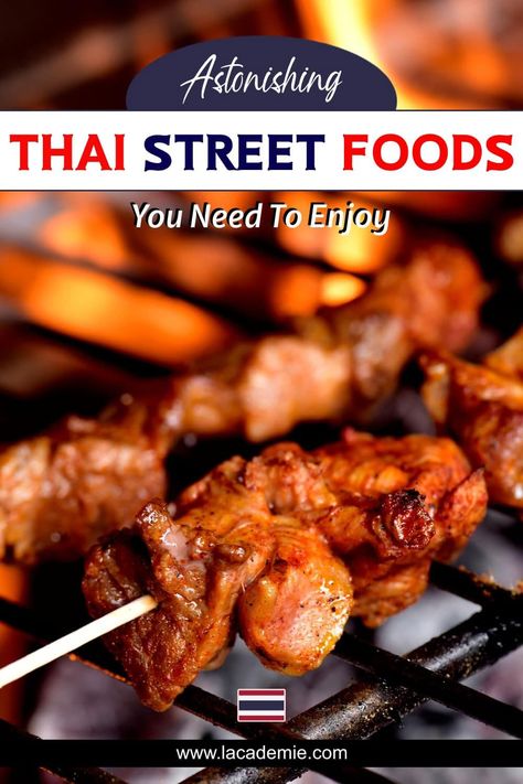 Embark on a culinary adventure with Thai street food! Indulge in the bold flavors, fresh ingredients and unique tastes that have made this cuisine famous worldwide. From stir-fried noodles to spicy salads, there's something for everyone. So come and experience the unforgettable tastes of Thai street food today! #lacademie #ThaiStreetFood #FlavorfulEats #CulinaryAdventure Thai Fusion Food, Thai Food Dishes, World Street Food, Thai Street Food Recipes, Best Thai Food, Spicy Salad, Thai Foods, Spring Roll Recipe, Asian Street Food