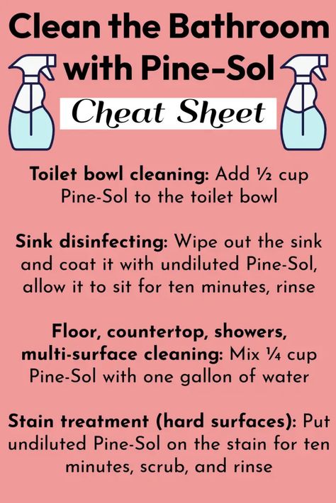 How to Clean Your Entire Bathroom with Pine-Sol - Cabin Lane Pine Sol Cleaning Hacks, Homemade Pine Sol, Pine Sol Hacks, Pine Sol Cleaning, House Cleaning Recipes, Vinegar Hacks, Bathroom Cleaners, Pine Sol, Deep Cleaning House