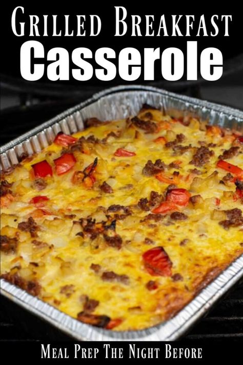 Grilled Sausage Breakfast Casserole Grilled Breakfast, Campfire Breakfast, Grill Breakfast, Sausage Breakfast Casserole, Casserole Breakfast, Easy Grilling Recipes, Grilled Sausage, Breakfast Casserole Sausage, Breakfast On The Go