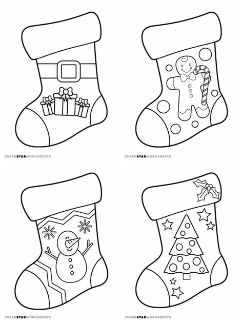 Christmas Boots Crafts For Kids, Stocking Decorating Ideas, Free Christmas Coloring Pages, Decorated Stockings, Christmas Boots, Christmas Stocking Pattern, Christmas Themes Decorations, Christmas School, Christmas Classroom