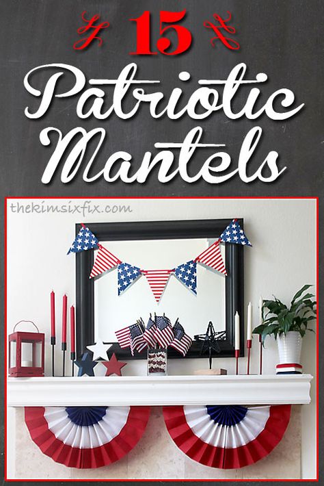 Patriotic Mantle, Patriotic Projects, Fourth Of July Decorations, Happy Birthday America, Flashback Friday, Fourth Of July Decor, Patriotic Crafts, Patriotic Party, 4th Of July Decorations