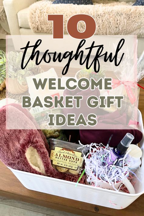 Gift Baskets For Guests Room, Welcome Home Basket Ideas, Guest Room Baskets Welcome, Gift Basket For Guests, Ikea Gift Basket Ideas, Guest Welcome Tray, Hospitality Baskets For Guests, Gift Basket For Guest Room, Houseguest Welcome Basket Goodies