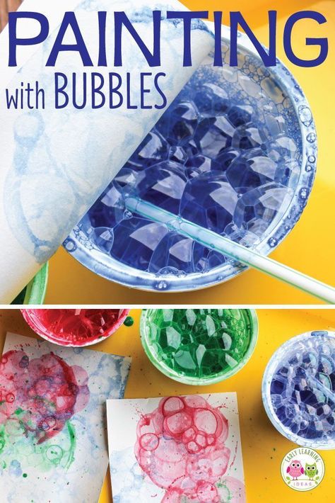 Looking for new art activities for kids? Bubble painting is a fun process art activity for your kids in preschool, pre-k and kindergarten classroom. Check out these tips and tricks. There are many opportunities to explore and experiment....a fun opportunity for creativity. Children can look at how the colors mix and blend together. Use all the colors of the rainbow or use seasonal colors. Spring, summer, winter, fall, your can make bubble art projects year round. #preschool #processart Togetherness Activities Preschool, Spring Adaptive Art, Painting With Bubbles Preschool, Colors Of The Rainbow Preschool Activities, Straw Bubble Painting, Pre K Process Art Projects, Play Based Art Activities, Bubble Straw Painting, 3d Art Activities For Preschoolers