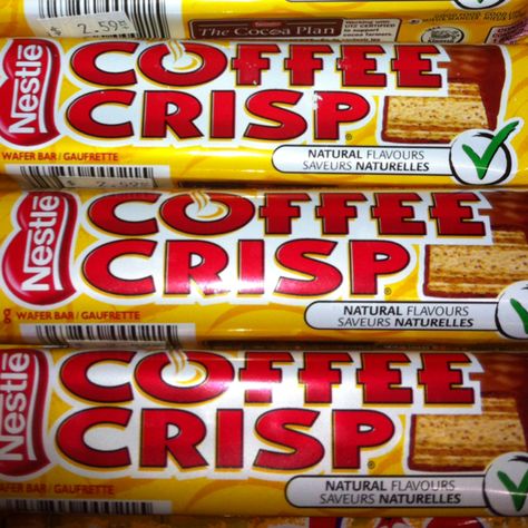 Coffee Crisp straight from Canada!! Coffee Crisp Bar, Foreign Candy, Canadian Facts, Canadian Candy, Coffee Crisp, Duty Free Store, British Foods, Nestle Coffee, Nestle Chocolate