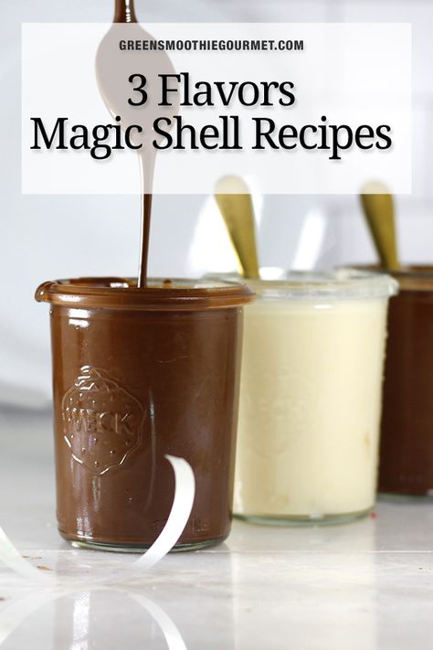 Ice Cream Sauces Recipes, Magic Shell Ice Cream Topping, Magic Shell Recipe, Shell Recipes, Homemade Magic Shell, Ice Cream Sauce, Ice Cream Shake, Magic Shell, Easy Ice Cream Recipe