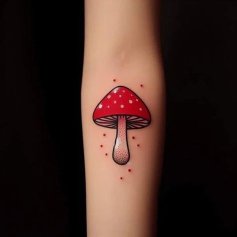 Nature Lover Tattoo, Hexagon Tattoo, Bright Tattoos, Autumn Tattoo, Mushroom Tattoos, Demon Tattoo, Tattoos For Lovers, Tatuaje A Color, B Tattoo