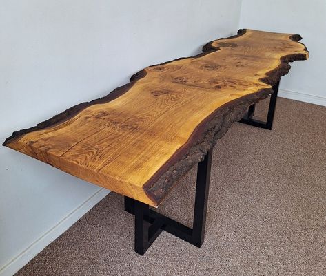 Family Dining Table, Bark Edge, Live Edge Furniture, Slab Table, China Cabinets, Family Dining, Live Edge Wood, Oak Table, Oak Dining Table