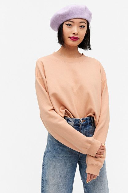 Loose-fit sweater - Light peach - Sweatshirts & hoodies - Monki WW Peach Sweatshirt, Loose Fit Sweater, Different World, Square Toe Boots, A Different World, Light Peach, Crewneck Sweater, World Of Fashion, Fashion Online Shop