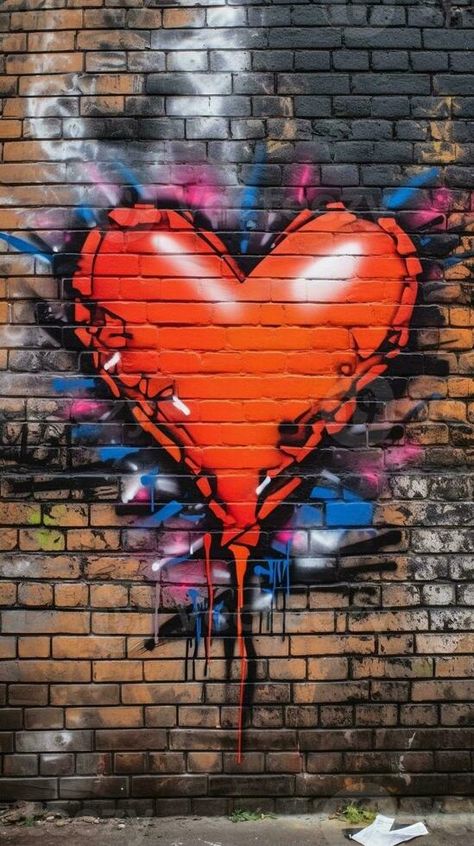 AI Generative old brick wall graffiti heart valentines day background Brick Wall Drawing Graffiti, Graffiti On Brick Wall, Brick Wall Graffiti, Brick Wall Drawing, Wall Graffiti, Old Brick Wall, Graffiti Heart, Pop Up Art, Day Background