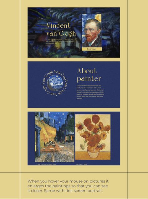 Landing Page – Vincent Van Gogh Portfolio :: Behance Slide Show Design, Portfolio Page Design, Van Gogh Design, Presentation Inspiration, Geometric Shapes Drawing, Presentation Slides Design, Powerpoint Slide Designs, Presentation Design Layout, Slides Design