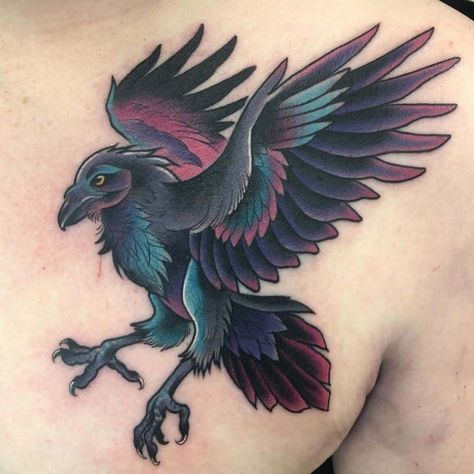 Neo Traditional Chest Tattoo, Kingfisher Tattoo, Traditional Chest Tattoo, Saved Tattoo, Crow Tattoo, Raven Tattoo, Chest Tattoos For Women, Shoulder Tattoos For Women, Traditional Tattoo Art