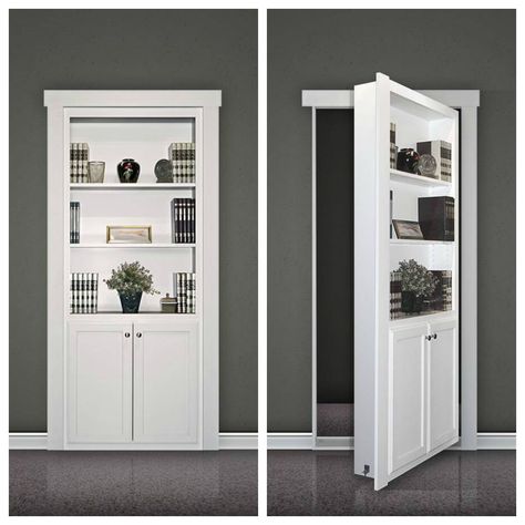 Murphy Doors, Hidden Rooms In Houses, Hidden Door Bookcase, Bookshelf Door, Murphy Door, Hidden Doors, Bookcase Door, Secret Room, Door Diy