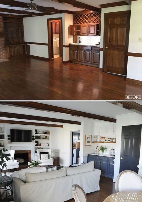 Paneling Makeover, Dear Lillie, Recessed Lights, Beautiful Pendants, Makeover Before And After, After Pictures, Before And After Pictures, Room Remodeling, Décor Diy