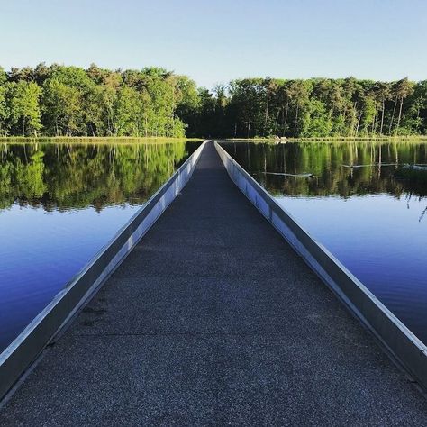 Waterscape Design, Water Architecture, Landscape Structure, Reflecting Pool, Community Park, Pedestrian Bridge, Lake Cabins, Water Reflections, Rural Landscape